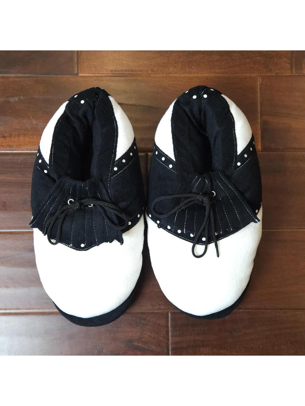 Men's/Ladies Unisex Novelty Golf Shoe Slippers Padded Black & White Size 7 - 10
